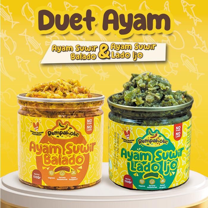 

Pilihan- Rempaholic - Paket Duet Sambal Ayam Suwir Lado Ijo + Ayam Suwir Balado Rempaholic -