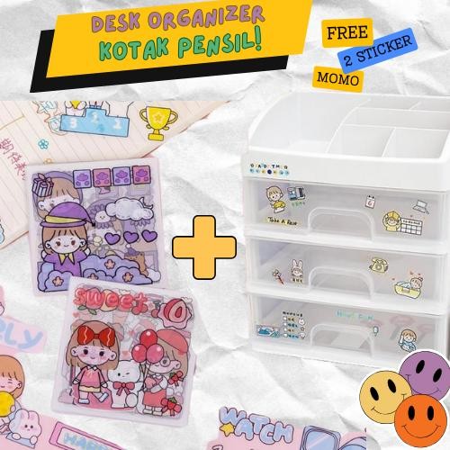 

Desk Organizer Kotak Pensil Free 2 Stiker Momo/Tempat Make Up/ Tempat Pensil Dan Pulpen Serbaguna