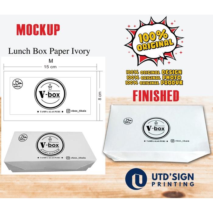 Terlaris Lunch Box Paper Ivory Ukuran Medium + Cetak Sablon Custom Logo