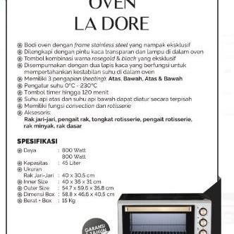 Signora Oven La Dore Oven Roti Rotisserie Convection (Luar Kota)