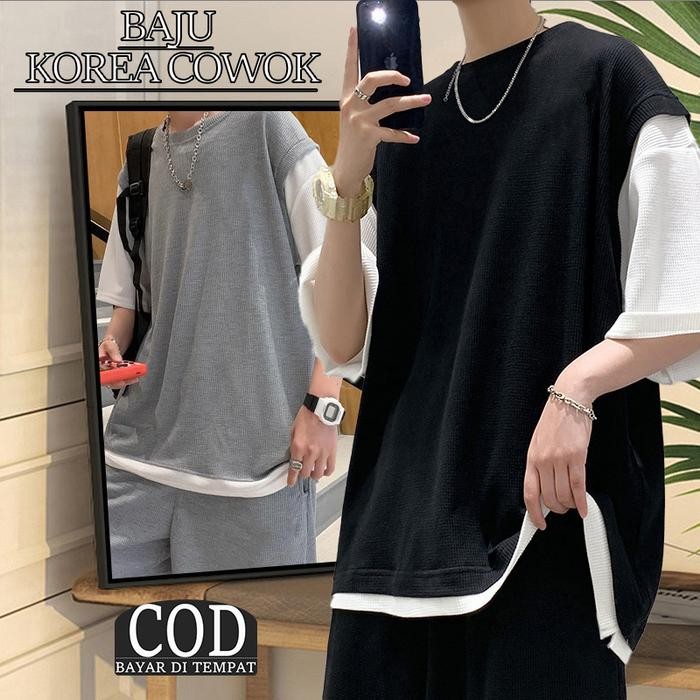 Baju Setelan Pria Baju Setelan Korea Baju Korea Cowok Baju 1 Set Korean Style Baju Set Setelan Kaos