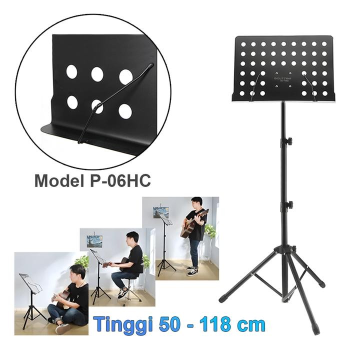 Stand Teks Buku Lagu Partitur Musik Tripod Tray Sheet Book Besar dengan Penjepit Paduan Suara