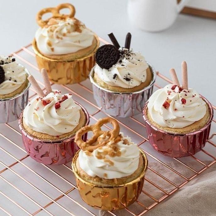Pilihan- Cupcake Gold - Pink - Silver - Cup Cake Emas - Perak (Isi 50)