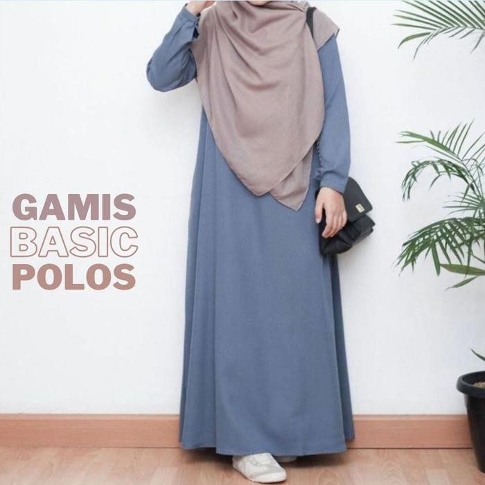 Pilihan- Baju Gamis Wanita Polos Jumbo Hitam Terbaru Remaja Simple Putih Dress