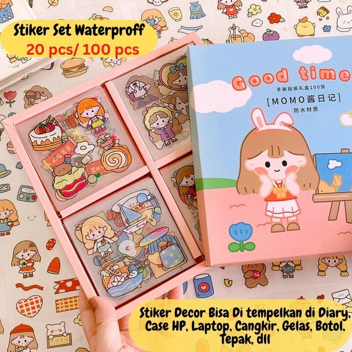 

New Stiker Sticker Aesthetic Lucu Kartun Momo Karakter Anak Korea ST0004 stationery Paper