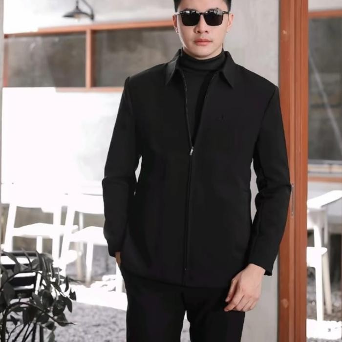 TERLARIS JASKET HITAM PRIA-JAKET SLIMFIT- JAKET SEMI JAS-JAS SANTRI-JASKET PRIA READY STOCK