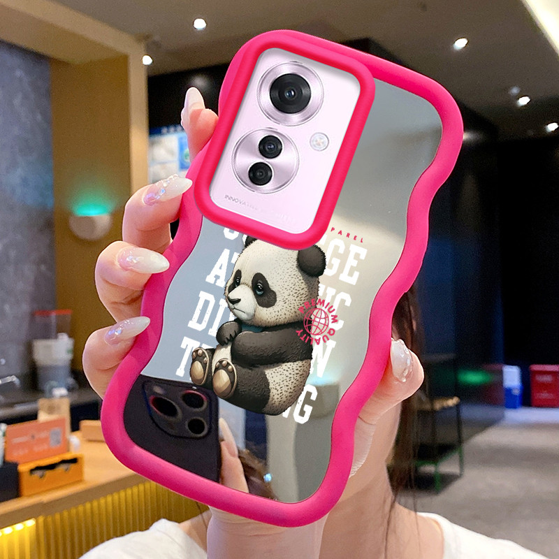 Casing Untuk OPPO Reno 11F 5G Case Casing Panda kecil yang rusak Pola HP Cesing Macaron Kasing Mirro