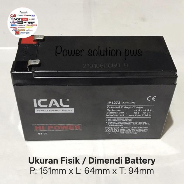 Murah Accu Aki Baterai Batere Kering Ups Ica / Aki Ical Ip1272 12V 7.2Ah Terlariss 