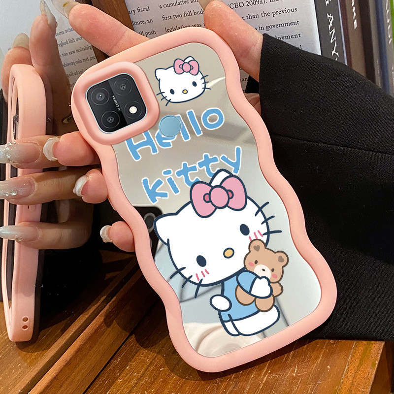Casing HP Untuk OPPO A15 A15s A35 4G Case Kucing berwarna pink Macaron Softcase Silikon Kasing Cream
