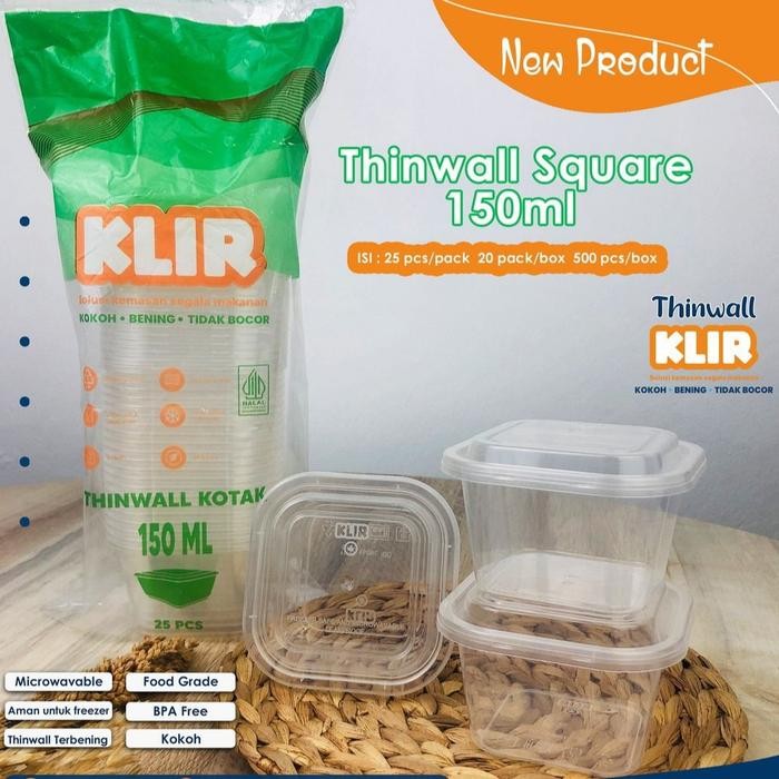 Thinwall 150 ml KLIR/Thinwall Square/Kotak Plastik 150 ml/Kotak Puding