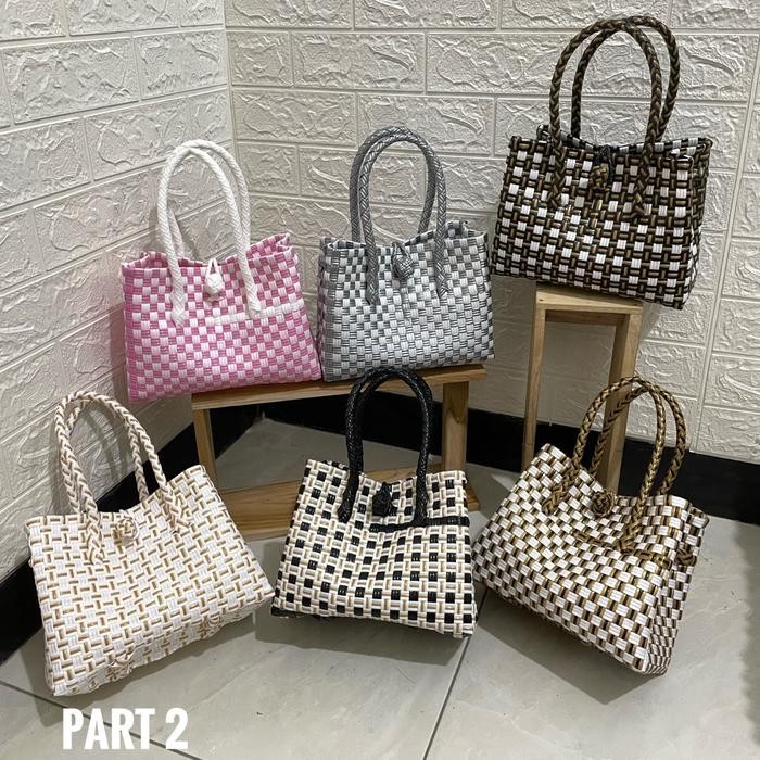 Top Tas Wanita plastik Jali Petty Mini Kecil Muat 1kg Bisa Petty Bag Anyaman