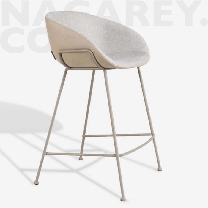 Mirai Kursi Bar Kafe Resto Dapur Bar Stool Upholstery Ivory Putih 65cm