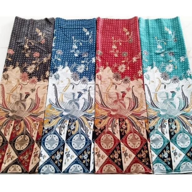 Kain Batik Truntum Merak ( Hitam Biru Merah Tosca )