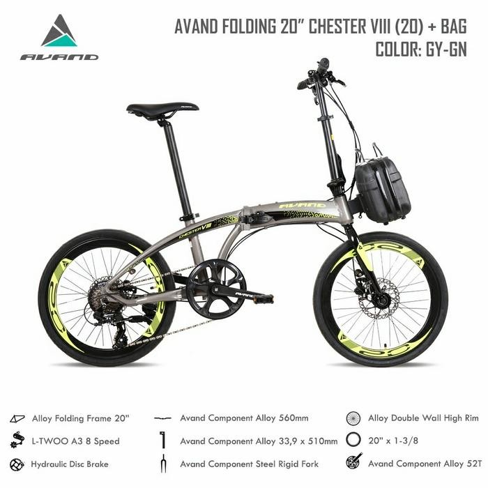 Sepeda Lipat Avand Chester 20 Inch Viii Plus Bag