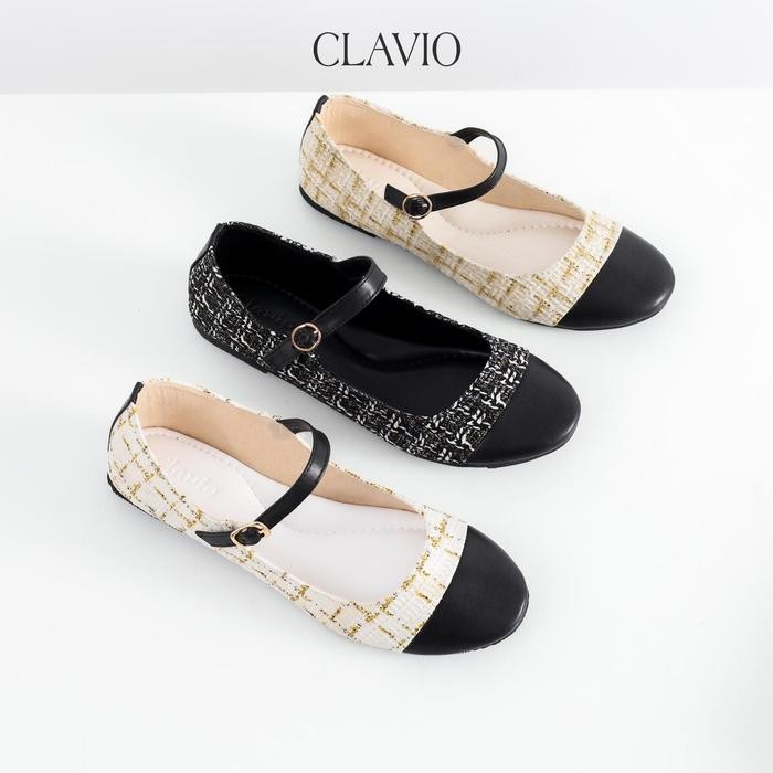 Donatello - Victoria Sepatu Flat Shoes Wanita Motif Rajut Kerja Hitam