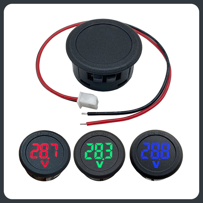 DC 5-100V Digital Voltmeter LED Digital Display Round Two-wire Voltmeter Meter Volt Detector Car Vol