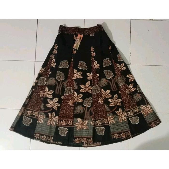 TERMURAH Rok Batik Pendek Kembang 7/8 Dibawah Lutut Sopan Berlapis Pinggang Karet - Wanita - Motif
