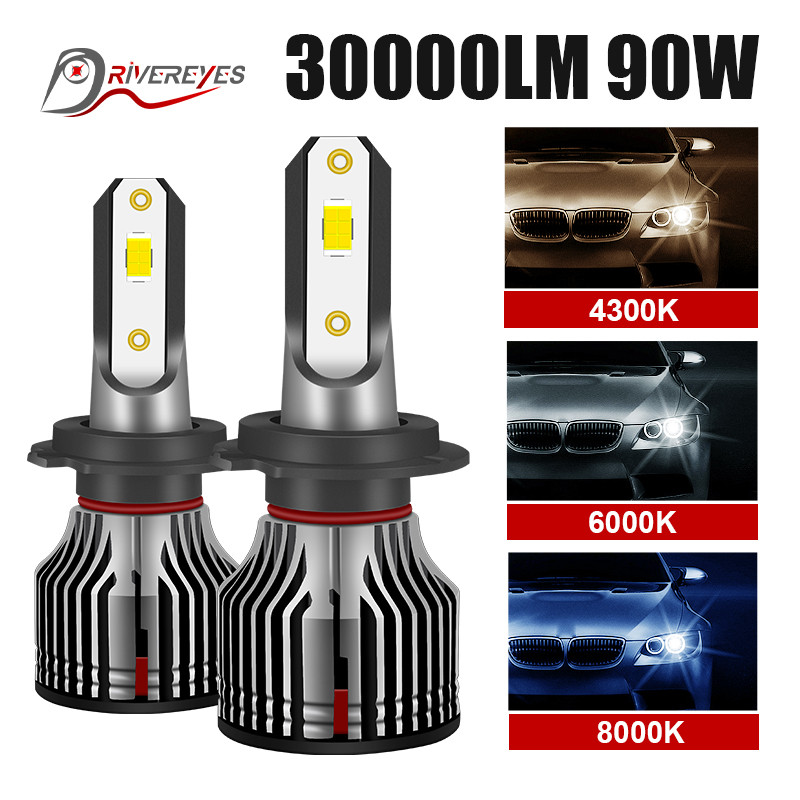 Turbo H7 LED Car Headlight Bulbs Canbus 90W 30000LM H4 H1 HB3 9005