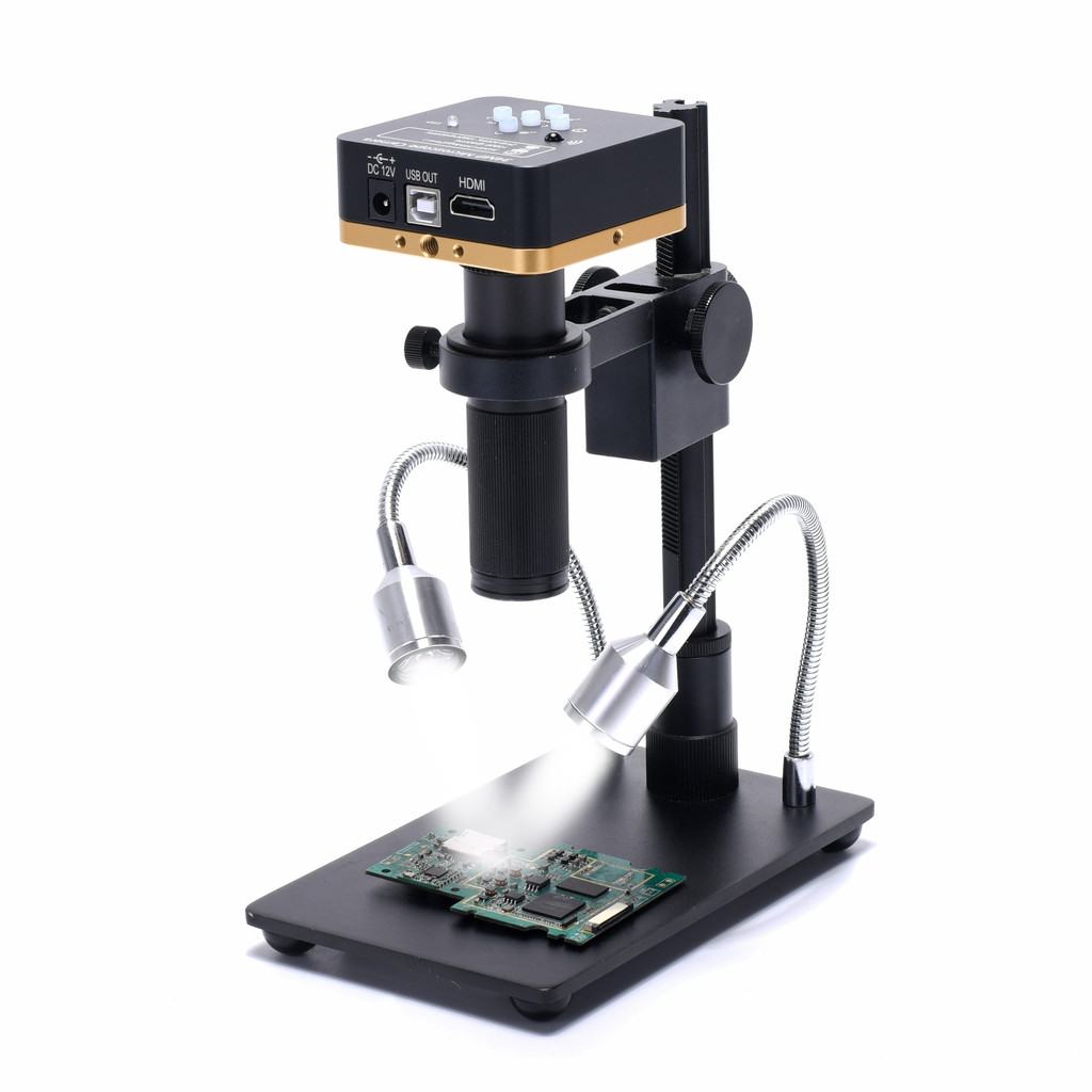 34MP Microscope Camera Kit 2K FHD HDMI USB Industrial Camera 150X Magnifier Zoom Lens Stand for Phon