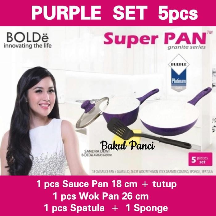 HariPromo- Wajan Panci Super Pan Bolde Purple Set - Ceramic Cookware Set Frypan