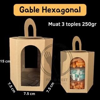 4psy- [10Pc] Handle Box Tas Jinjing Hexagonal Gable Toples 250Gr Isi 3