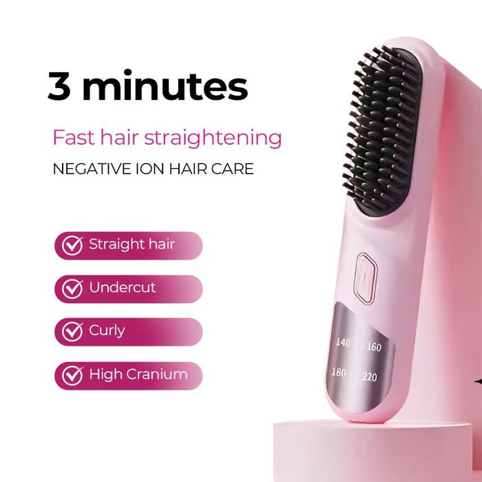 Vanda's ChoiceSTYPRO Hair Straightener Brush - Sisir Catokan Pelurus Rambut Multifungsi Dengan 4