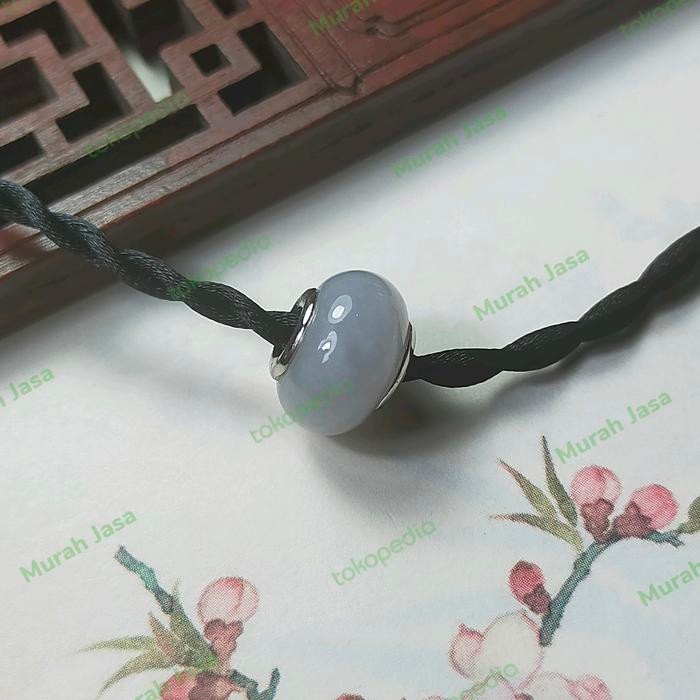 Kalung Liontin Giok Burma Donat Barrel Perak + sertifikat