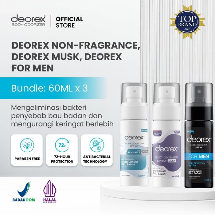 Deorex - Bundling Non-Fragrance, Deorex Musk, Deorex Men 60ml