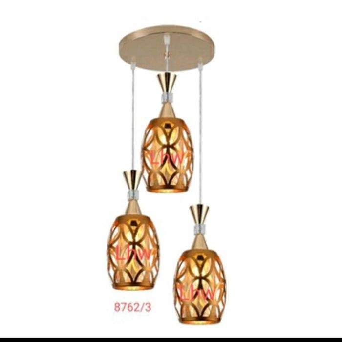 Stok Terbatas Lampu Gantung Minimalis Modern Gold 3 In 1 Ruang Tamu,Cafe,Dapur Terlariss 