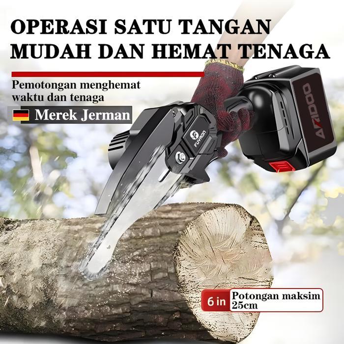 DIV1 Chainsaw mini 6 Inch Chainsaw Chain Saw Cordless 2 baterai 8Inch Chainsaw Cordless Chainsaw