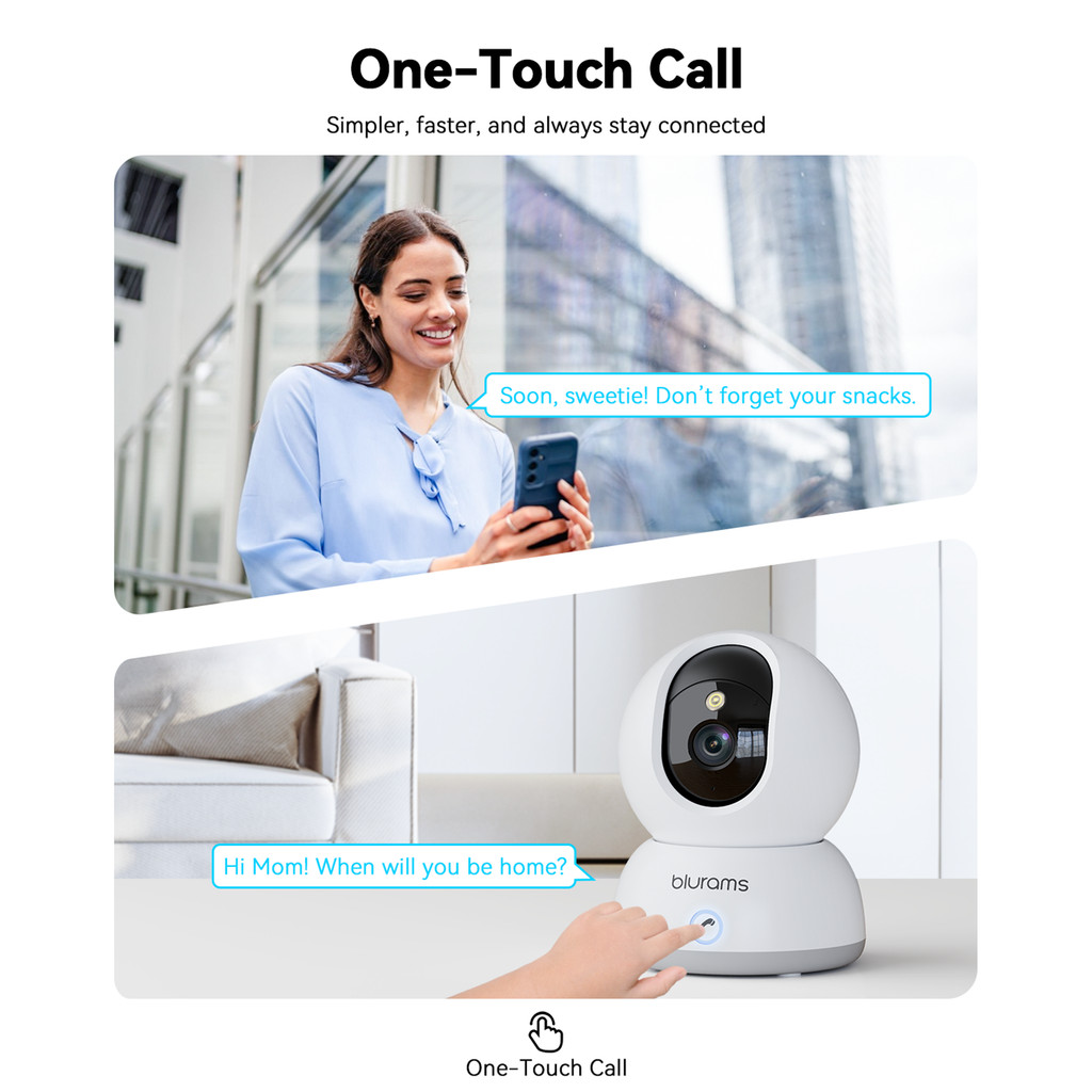 Blurams 4K Indoor Home Security, Wide View, App Control, 2-Way Talk, One-Touch Call, Color Night