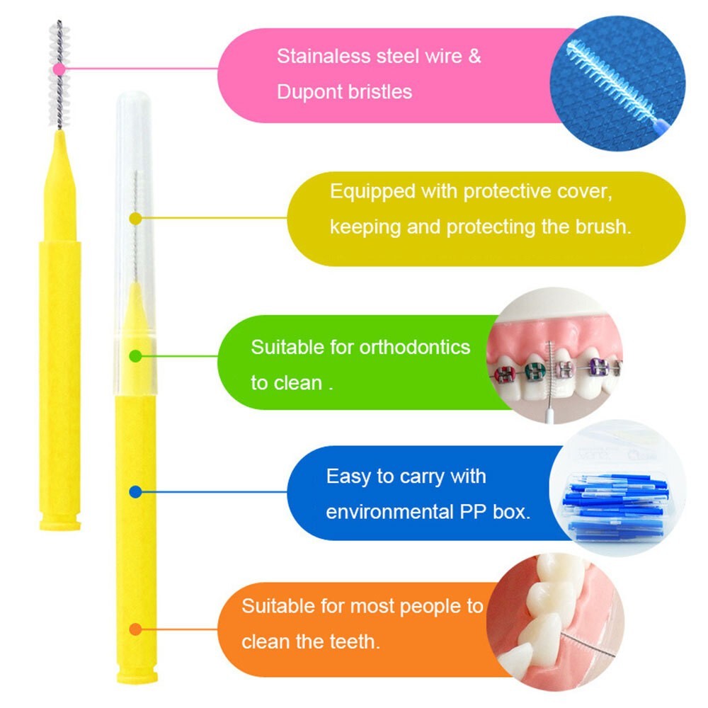 60Pcs Interdental Brush Toothpick Dental Tooth Flossing Head Oral Dental Hygiene Flosser Cleaners