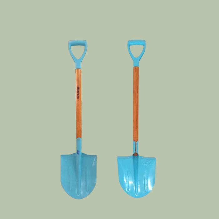 Hioshi Sekop Pasir Lancip/Gagang Kayu (Biru Muda) Diskon Sell