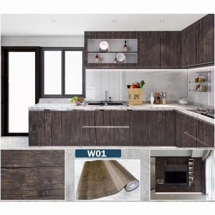 NEW Allshop Wallpaper Lantai Marmer Glossy Bertekstur Kayu untuk Lantai Keramik Triplek Teras &
