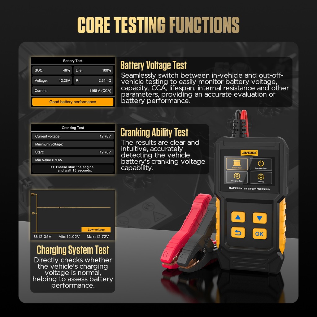Autool Bt360 8-29V Car Battery Tester Digital Automotive Diagnostic Battery Tester Analyzer