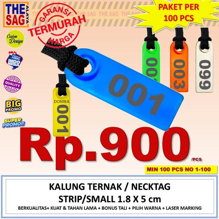 Necktag 1.8X5 Cm Nomor 1-100 Domba Kambing Babi Sapi (Paket 100 Pcs) Kalung Ternak, Anting Ternak,