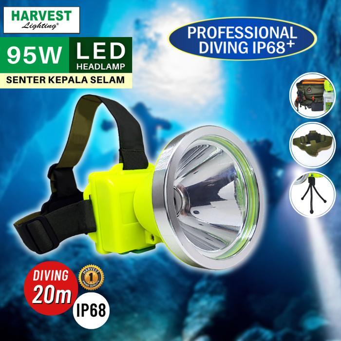 95W HEADLAMP PROFESSIONAL DIVING IP68 HARVEST LED SENTER KEPALA SELAM