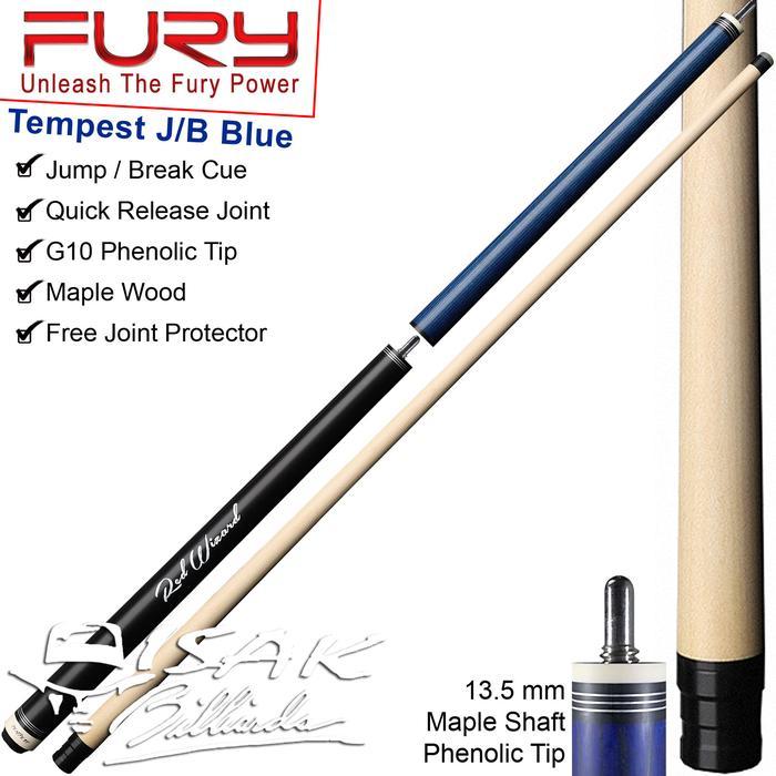 Fury Tempest Jb Cue - Blue Jump Break Stick Billiard Bola Loncat Brek