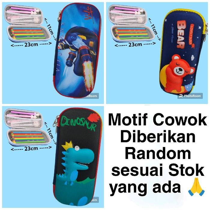 

KOTAK PENSIL / TEMPAT PENSIL ANAK COWOK 3D TIMBUL EMBOS KARAKTER