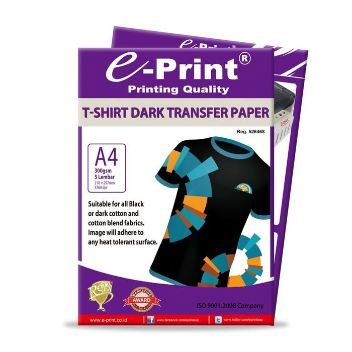 

Pilihan- Transfer Paper E-Print Dark/Kertas Print Sablon Hitam Gelap A4