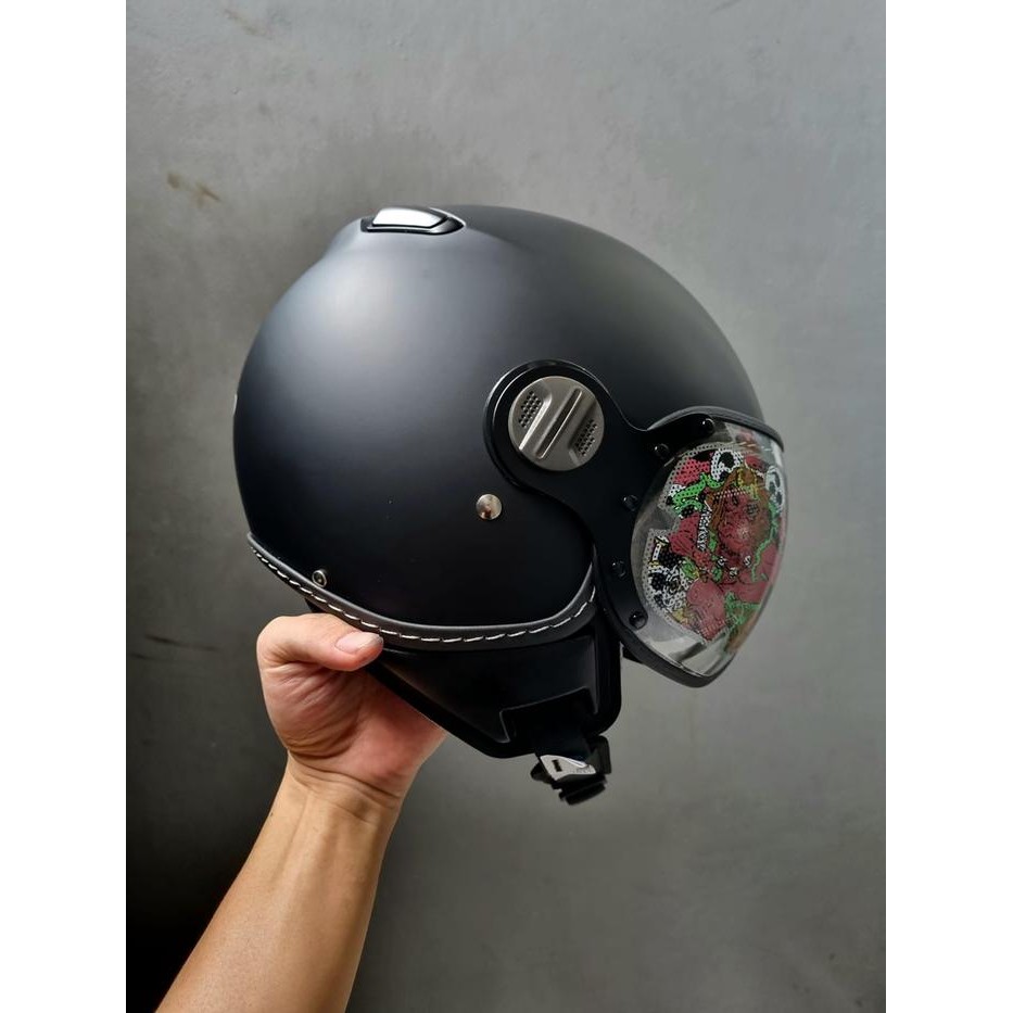 ZEUS 210K MATT BLACK RETRO SINGLE VISOR HELMET