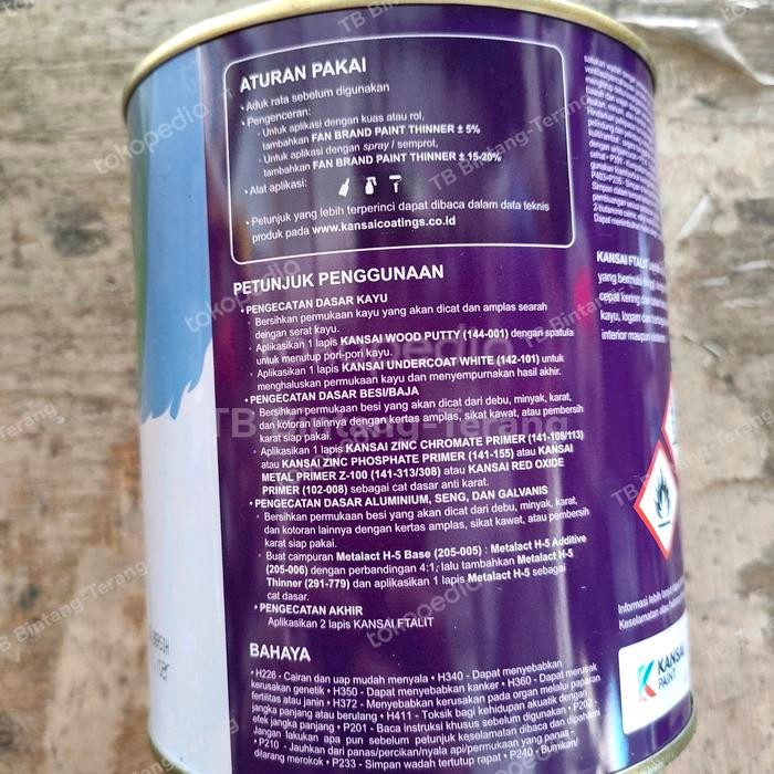 Terbaru Ftalit Gloss Kansai Paint Cat Minyak Kayu Besi 1 Kg Warna Hitam Doff