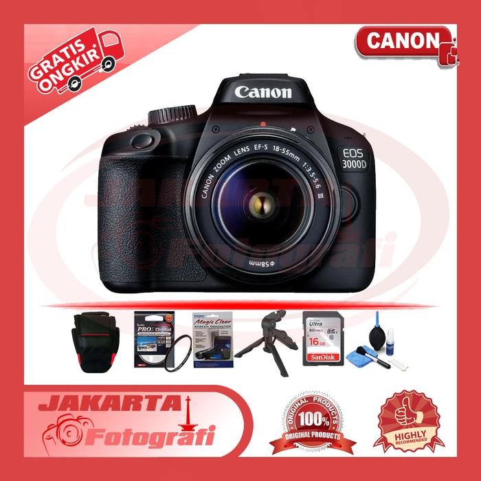 Canon EOS 3000D Kit 18-55mm III - Camera DSLR Canon EOS 3000D Kit Lens Shopeseler