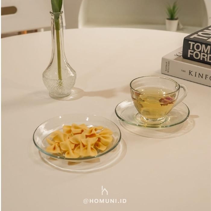 Pilihan- Tableware Kaca Bening Vintage Aesthetic/Set Piring Cangkir Bening/Mug Gelas Minum Teh