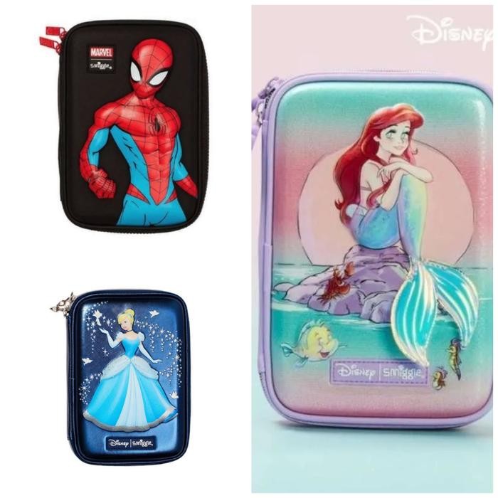 

SMIGGLE PENCIL CASE HARDTOP SPIDERMAN, ARIEL, CINDERELLA/TEMPAT PENSIL