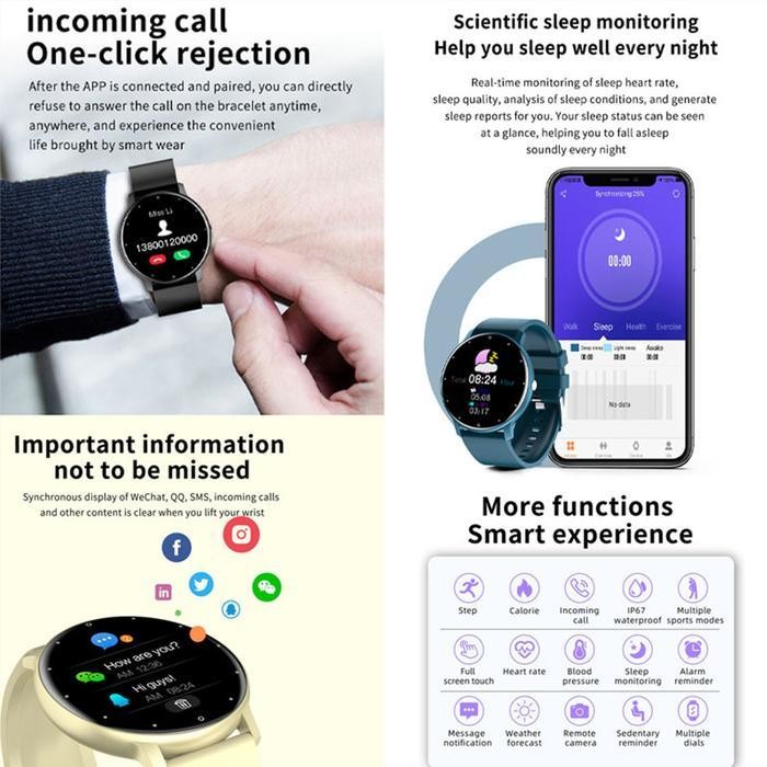 LIGE Baru Smart Watch Pria Layar Sentuh Penuh Sports Fitness Watch IP67 Tahan Air Bluetooth untuk