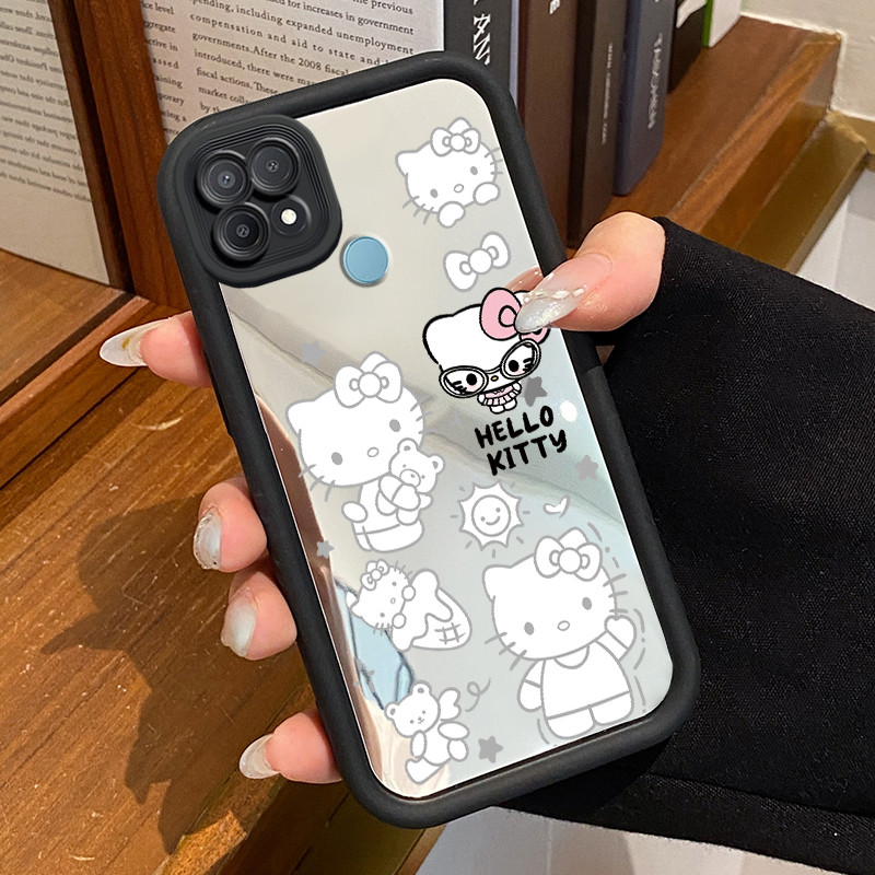 Casing Hp OPPO A15 A15s A35 Case Softcase Kesing Kucing Merah Muda Cermin Cesing Cantik silikon kasi