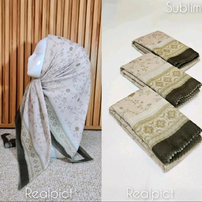 Hijab Segi Empat Voal Motif Bunga Kecil Bw
