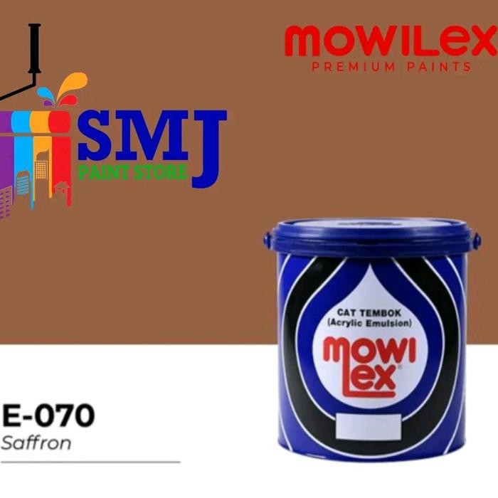 Terbaik Cat Tembok Interior Mowilex Emulsion Warna Saffron E070 1L 100% Ori