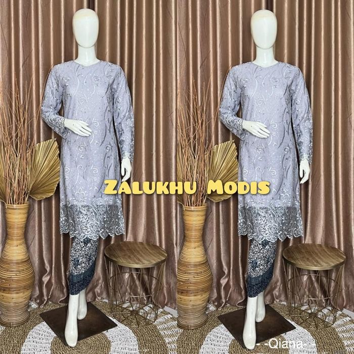 setelan kebaya tunik kurung tile mutiara / atasan kebaya tunik modern